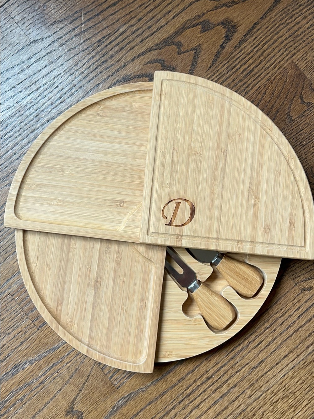 Monogram D Bamboo Cheese Board Set - Natural Bamboo